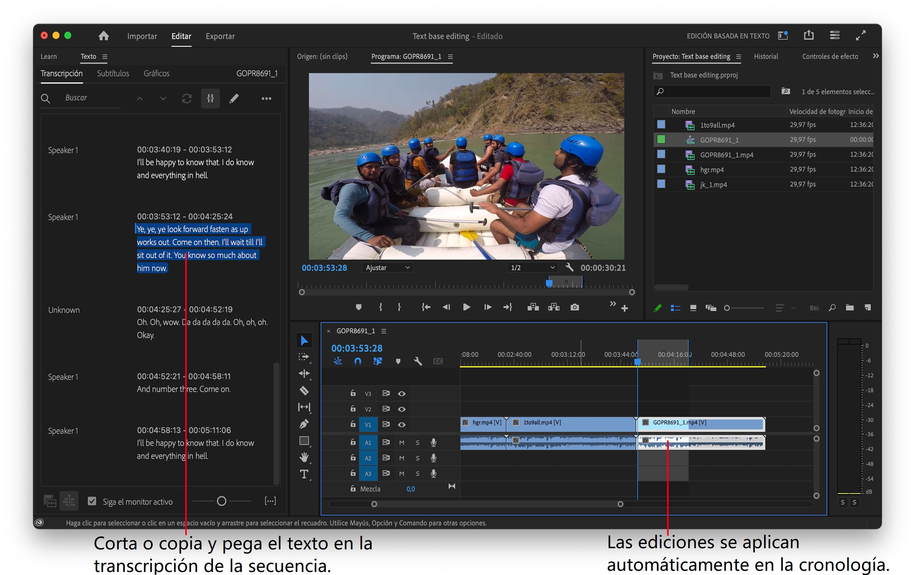Edición basada en texto en Premiere Pro FAQs